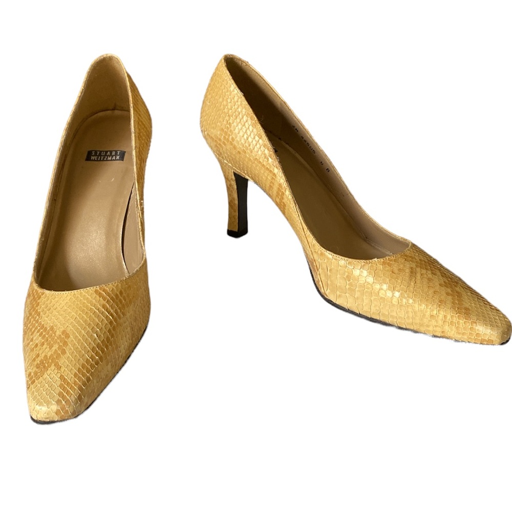 Stuart Weitzman Yellow Snakeskin Pumps - image 3